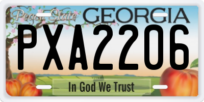 GA license plate PXA2206