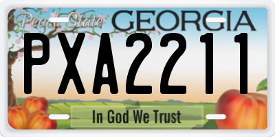 GA license plate PXA2211