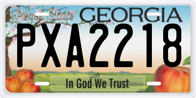 GA license plate PXA2218