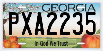 GA license plate PXA2235