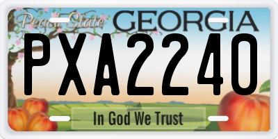 GA license plate PXA2240