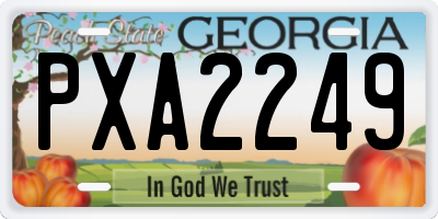 GA license plate PXA2249