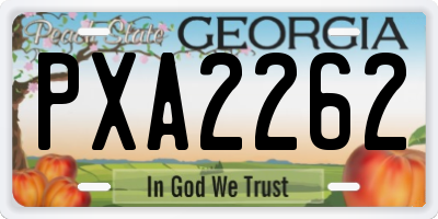 GA license plate PXA2262