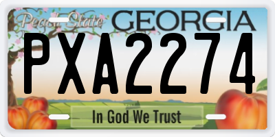 GA license plate PXA2274