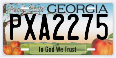 GA license plate PXA2275