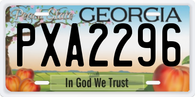 GA license plate PXA2296