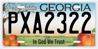 GA license plate PXA2322