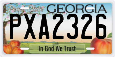 GA license plate PXA2326