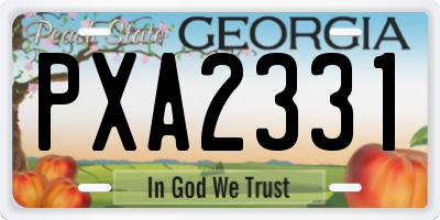 GA license plate PXA2331