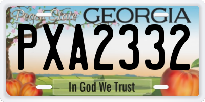 GA license plate PXA2332