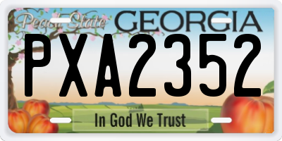 GA license plate PXA2352
