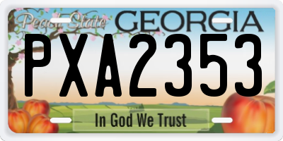 GA license plate PXA2353