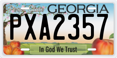 GA license plate PXA2357