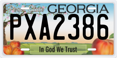 GA license plate PXA2386