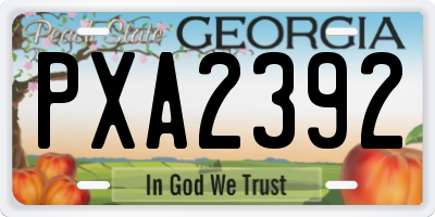 GA license plate PXA2392