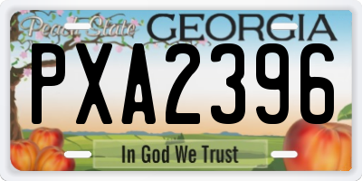 GA license plate PXA2396