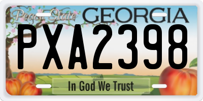 GA license plate PXA2398