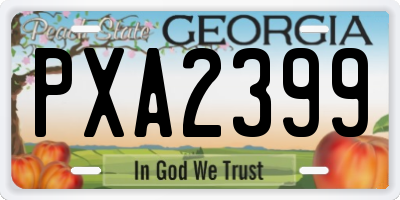 GA license plate PXA2399