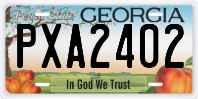 GA license plate PXA2402