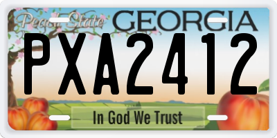 GA license plate PXA2412