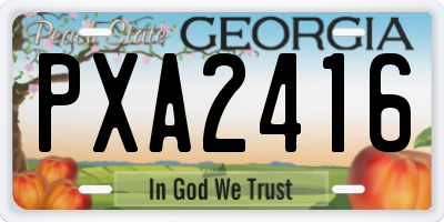 GA license plate PXA2416