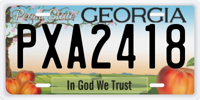 GA license plate PXA2418