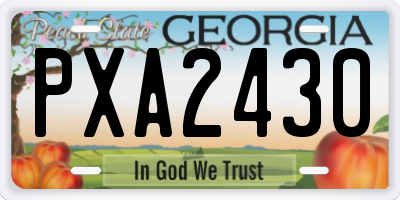 GA license plate PXA2430