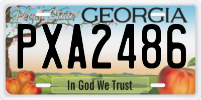 GA license plate PXA2486