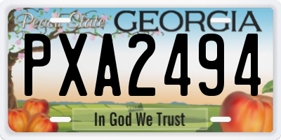 GA license plate PXA2494