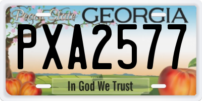 GA license plate PXA2577