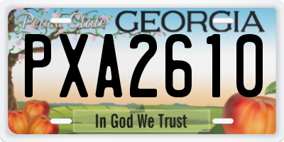 GA license plate PXA2610