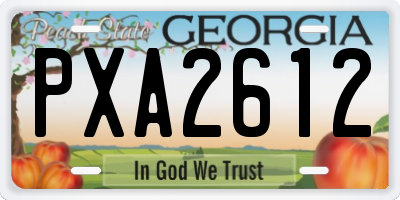GA license plate PXA2612
