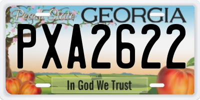 GA license plate PXA2622