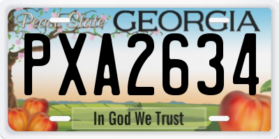 GA license plate PXA2634