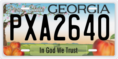GA license plate PXA2640