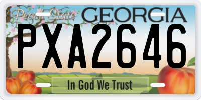 GA license plate PXA2646