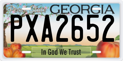 GA license plate PXA2652