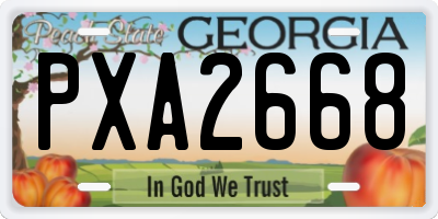 GA license plate PXA2668