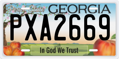 GA license plate PXA2669