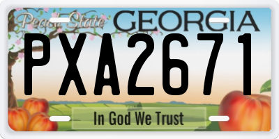 GA license plate PXA2671
