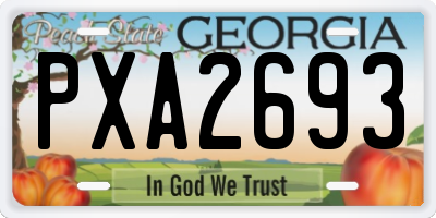GA license plate PXA2693