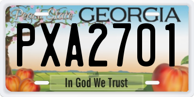 GA license plate PXA2701