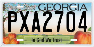 GA license plate PXA2704