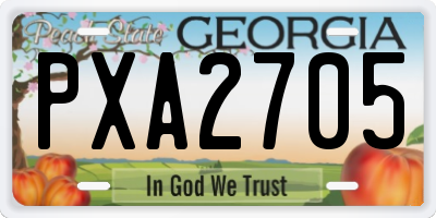 GA license plate PXA2705