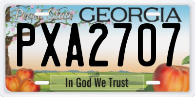 GA license plate PXA2707
