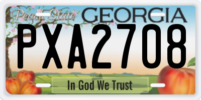 GA license plate PXA2708