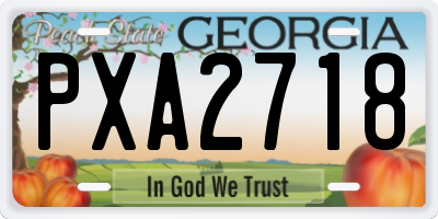 GA license plate PXA2718
