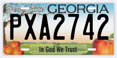 GA license plate PXA2742