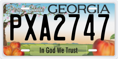 GA license plate PXA2747