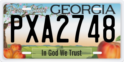 GA license plate PXA2748